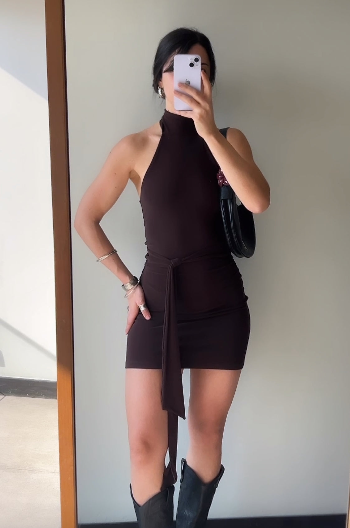 VESTIDO MENORCA LAZOS CAFE
