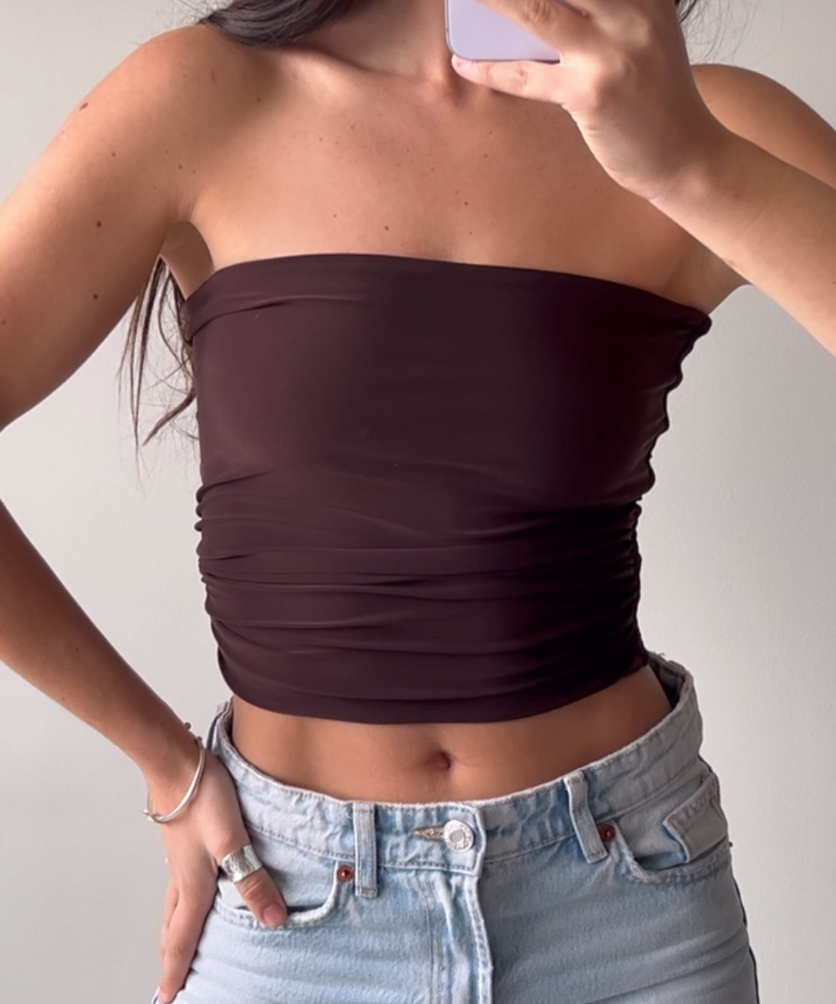 TOP STRAPLESS CHOCOLATE