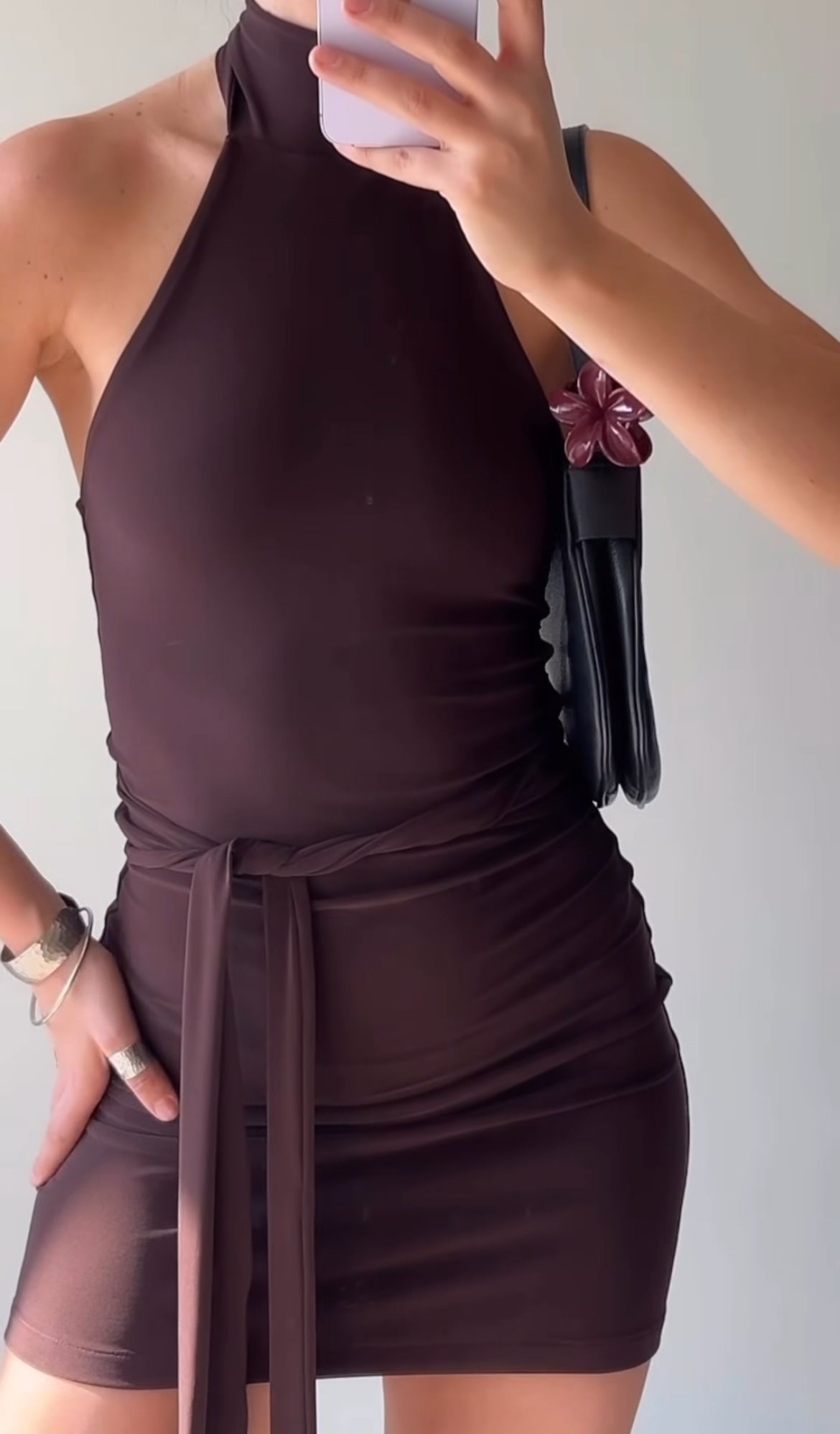 VESTIDO MENORCA LAZOS CAFE