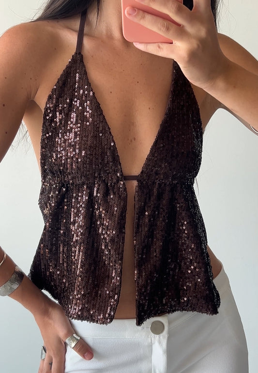 TOP LENTEJUELAS CAFE